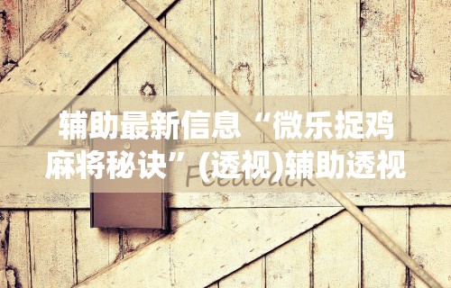 辅助最新信息“微乐捉鸡麻将秘诀	”(透视)辅助透视教程