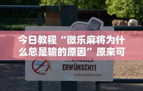 今日教程“微乐麻将为什么总是输的原因”原来可以开挂