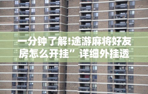 重大来袭“同城麻将怎么开挂”掌握辅助功能必胜规则